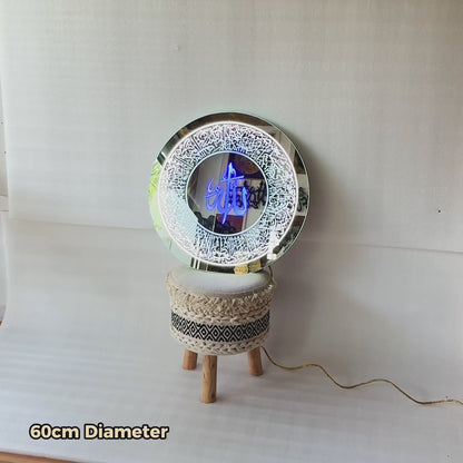 127 Ayatul Kursi Led Mirror with Light Islamic Wall Art